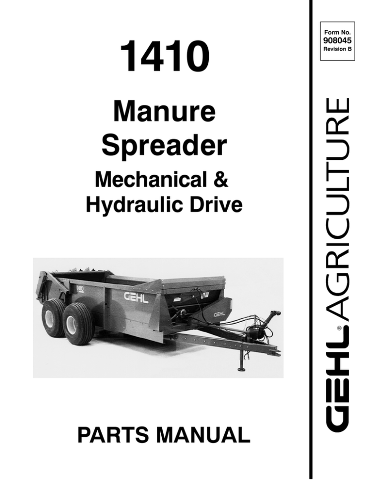 1410 - Gehl Manure Spreader Mechanical & Hydraulic Drive Parts Manual 908045