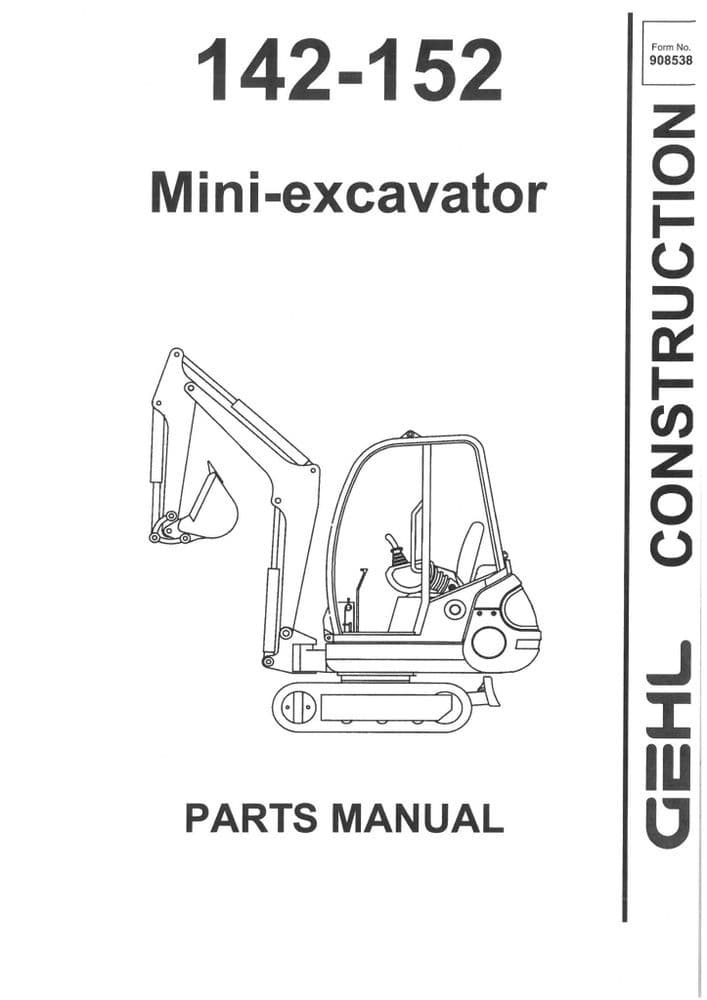 142-152 Gehl Mini Compact Excavator Parts Manual PDF Download | Complete Parts Catalog