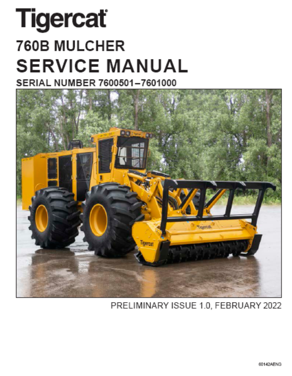 Tigercat 760B Mulcher Service Repair Manual (7600501-7601000)