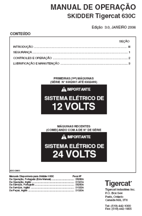 Tigercat 630C Skidder Operator/User Manual (6302001-6303000)
