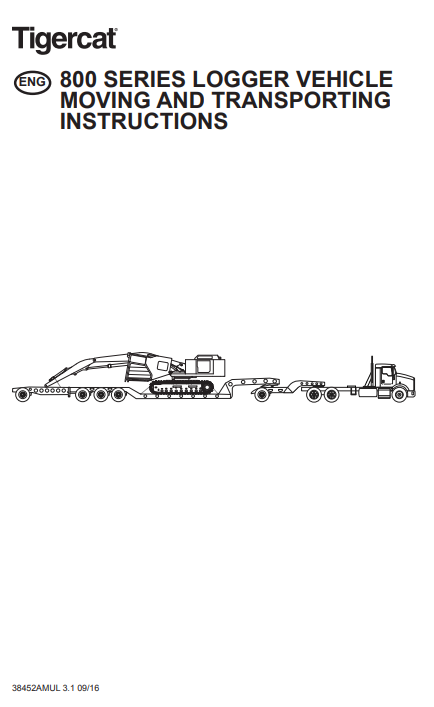 Tigercat 880 Logger Moving Instruction Manual (8800101-8800500)