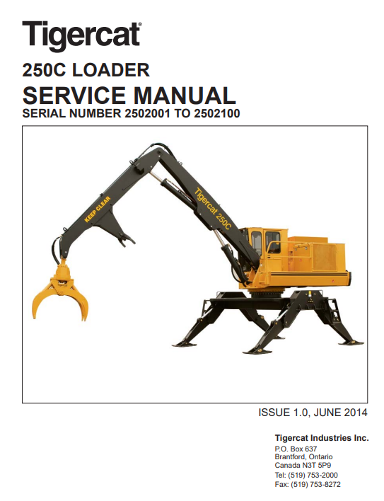 Tigercat 250C Loader Service Repair Manual (2502001-2502101)