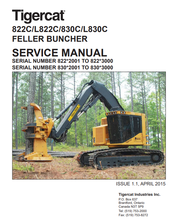 Tigercat 830C Feller Buncher Service Repair Manual (83011001-83013000, 83012001-83013000)