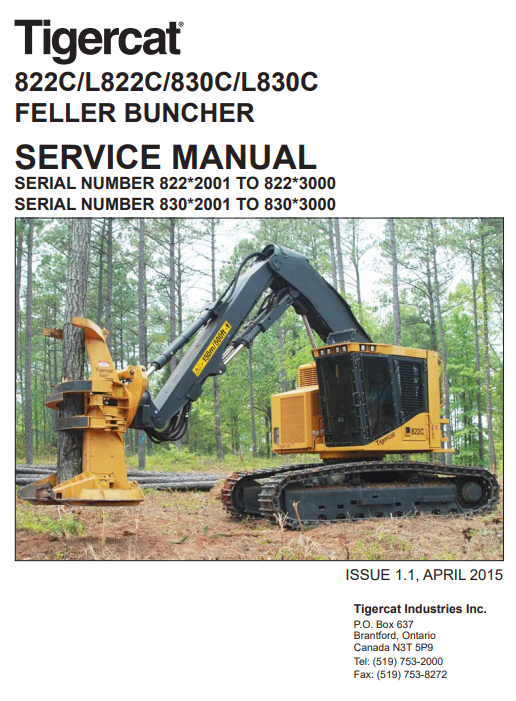 Tigercat L830C Feller Buncher Service Repair Manual (83021001-83023000, 83022001-83023000) - PDF File Download