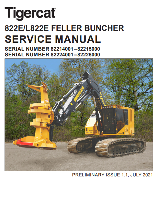 Tigercat L822E Feller Buncher Service Repair Manual (82224001-82225000)