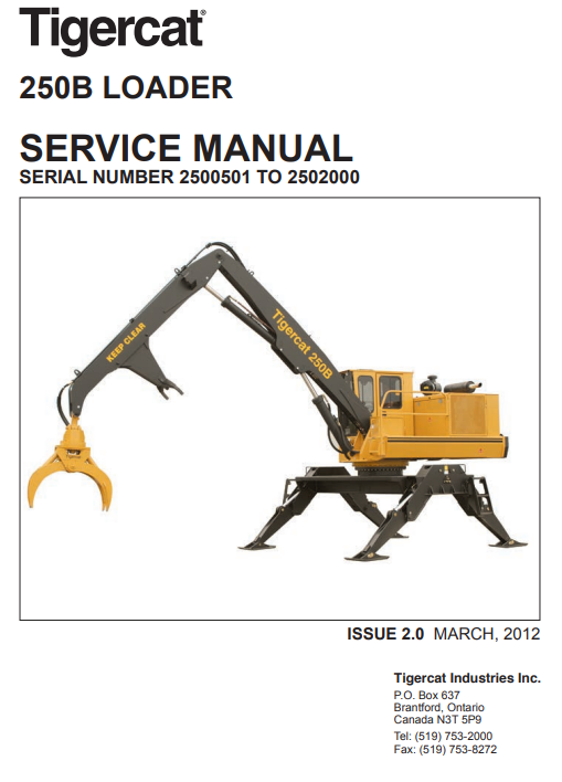 Tigercat 250B Loader Service Repair Manual (2500501-2502000)