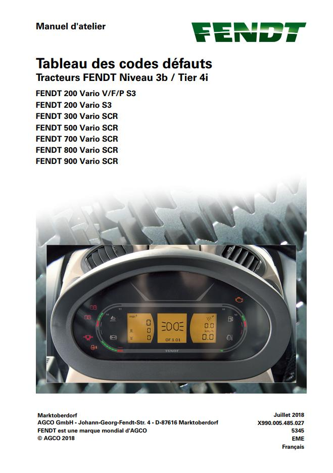 Fendt Stage 3b Tier 4i Fault Code Table Manual 5345 PDF