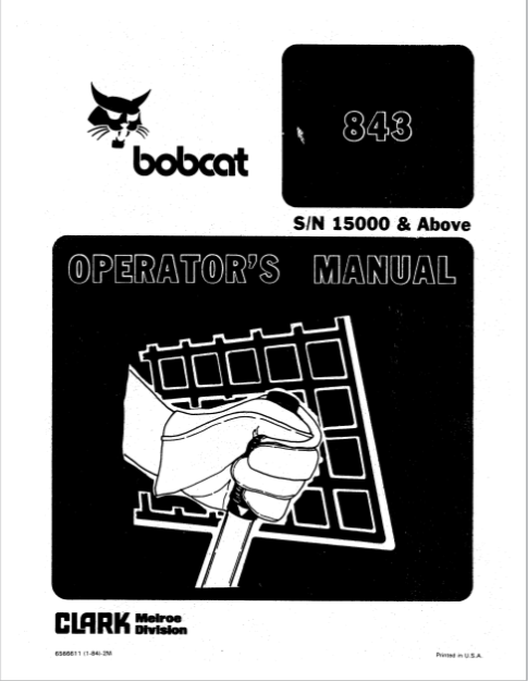 BOBCAT 843 OPERATOR MANUAL 15000 - PDF FILE
