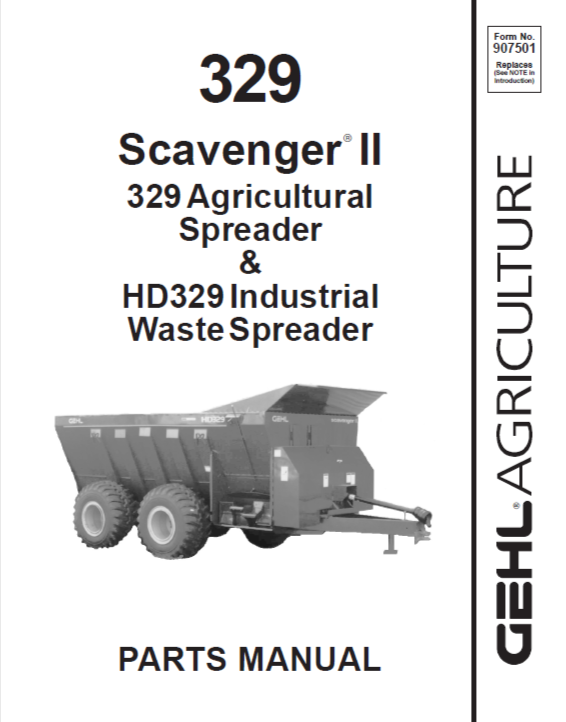 329 Gehl Scavenger II Agricultural Spreader & HD329 Industrial Waste Spreader Parts Manual PDF Download