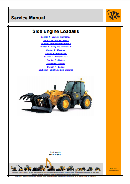 JCB 531-70/T70, 535-95/T95, 536-60/T60, 541-70/T70, 533-105, 536-70/T70 & 526-56 Loader Service Manual