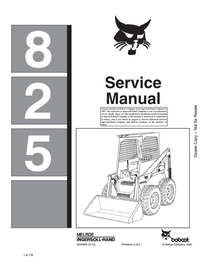 Bobcat 825 Loader Service Manual PDF – Repair & Maintenance Guide
