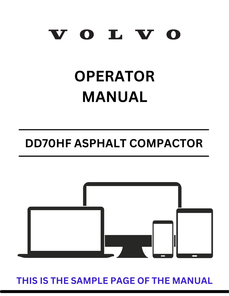 VOLVO DD70HF ASPHALT COMPACTOR OPERATOR MANUAL - PDF FILE
