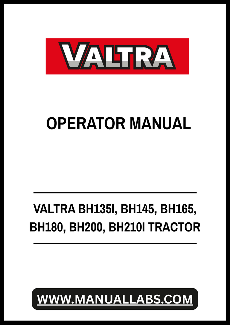 VALTRA BH135I, BH145, BH165, BH180, BH200, BH210I Tractor Operator Manual