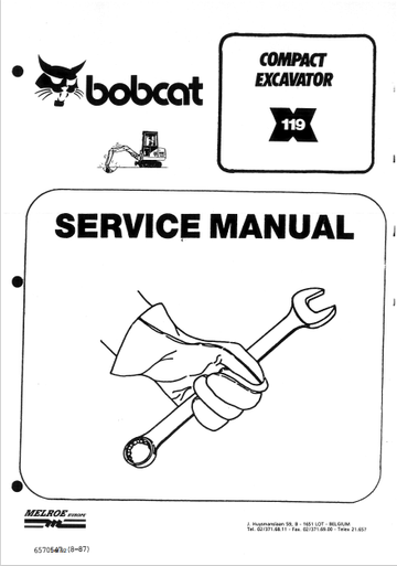 BOBCAT 119 COMPACT EXCAVATOR SERVICE MANUAL (6570547) - PDF FILE