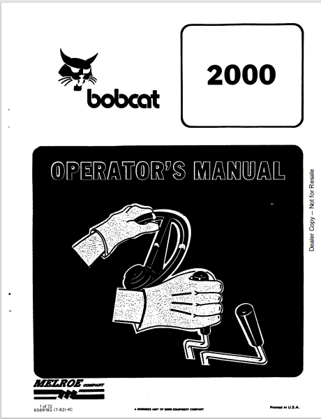 BOBCAT 2000 OPERATOR'S MANUAL (6566186) - PDF FILE