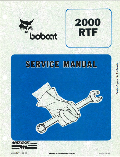 BOBCAT 2000 RTF SERVICE MANUAL (6566662) - PDF FILE