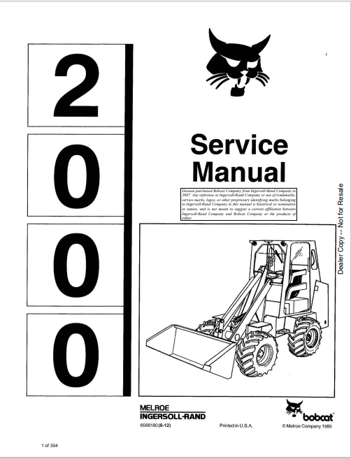 BOBCAT 2000 SERVICE MANUAL (6566180) - PDF FILE
