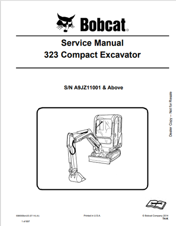 BOBCAT 323 COMPACT EXCAVATOR SERVICE MANUAL (6986958) - PDF FILE