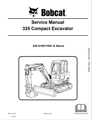 BOBCAT 335 COMPACT EXCAVATOR SERVICE MANUAL (6904775) - PDF FILE
