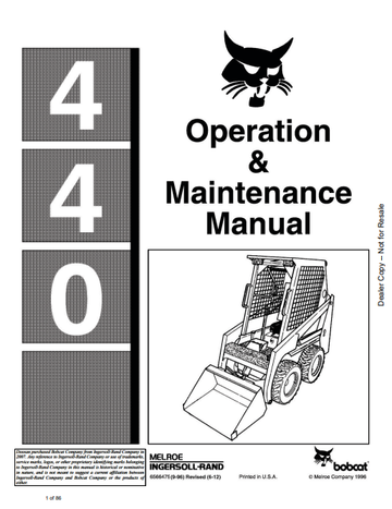 BOBCAT 400 OPERATION & MAINTENANCE MANUAL (6566475) - PDF FILE