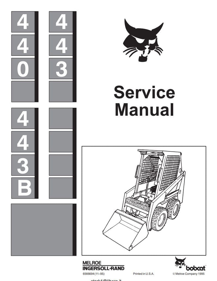 BOBCAT 440B, 443, 440 SKID-STEER LOADER SERVICE MANUAL 6566694(11-95) - PDF FILE