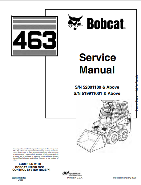 BOBCAT 463 SERVICE MANUAL (6901177) - PDF FILE