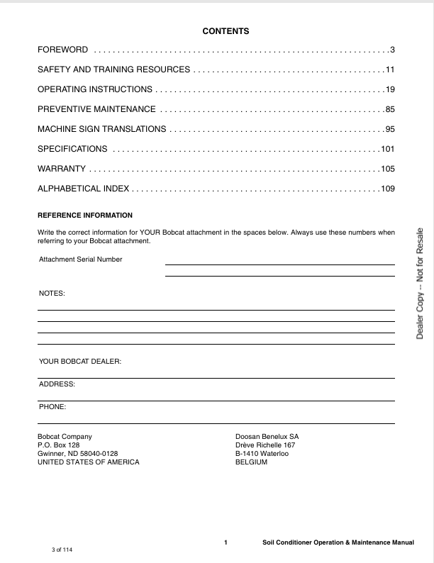 BOBCAT 48SCM SOIL CONDITIONER (6902008ENUS) OPERATION AND MAINTENANCE MANUAL PDF FILE