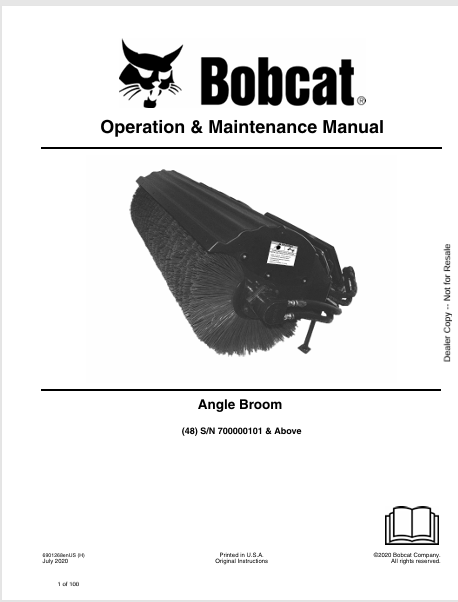 BOBCAT 48 ANGLE BROOM OPERATION & MAINTENANCE MANUAL (6901268) - PDF FILE