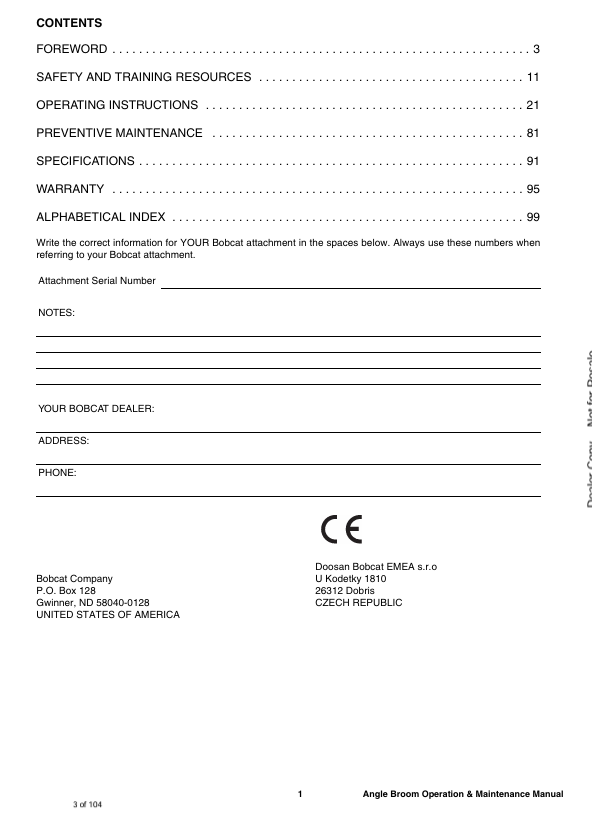 BOBCAT 52, 64 ANGLE BROOM (7395757) OPERATOR MANUAL PDF DOWNLOAD