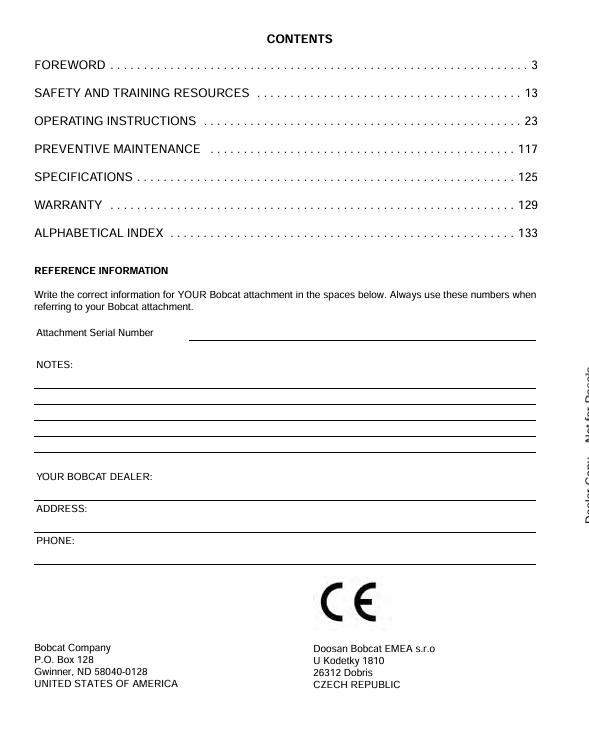 BOBCAT DIRECT DRIVE AUGER (6901180) OPERATION AND MAINTENANCE MANUAL PDF FILE