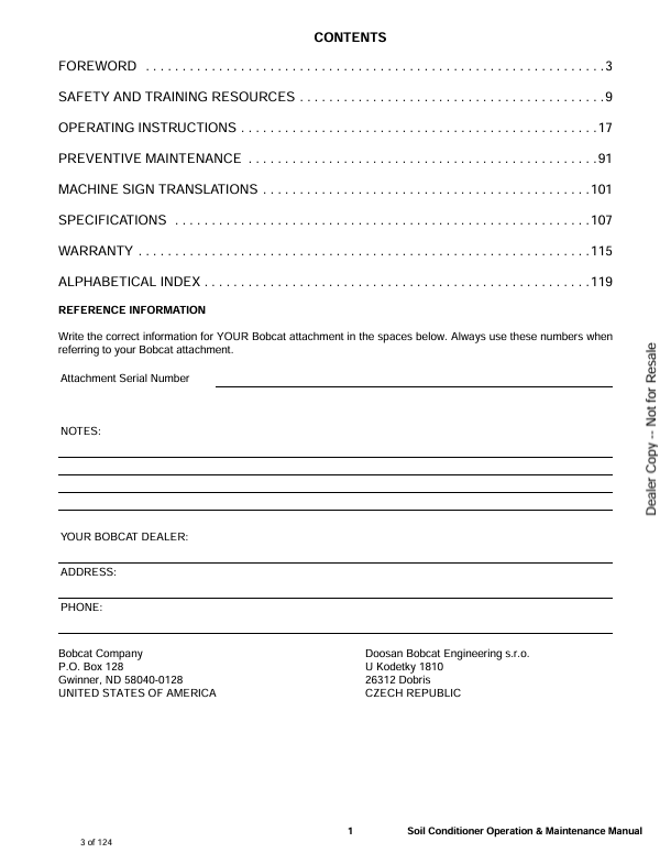 BOBCAT SOIL CONDITIONER (6986686ENUS) OPERATION & MAINTENANCE MANUAL PDF DOWNLOAD