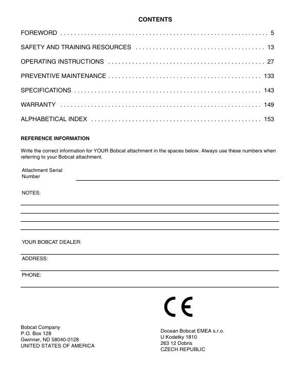 BOBCAT BUD4454, BUD4445, BUD4452, BUD4546, BUD4475, BUD4476 (7266222ENGB) OPERATION & MAINTENANCE MANUAL PDF DOWNLOAD