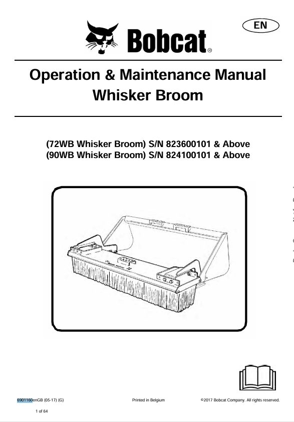 BOBCAT 72WB, 90WB WHISKER BROOM (6901160) OPERATOR MANUAL PDF DOWNLOAD