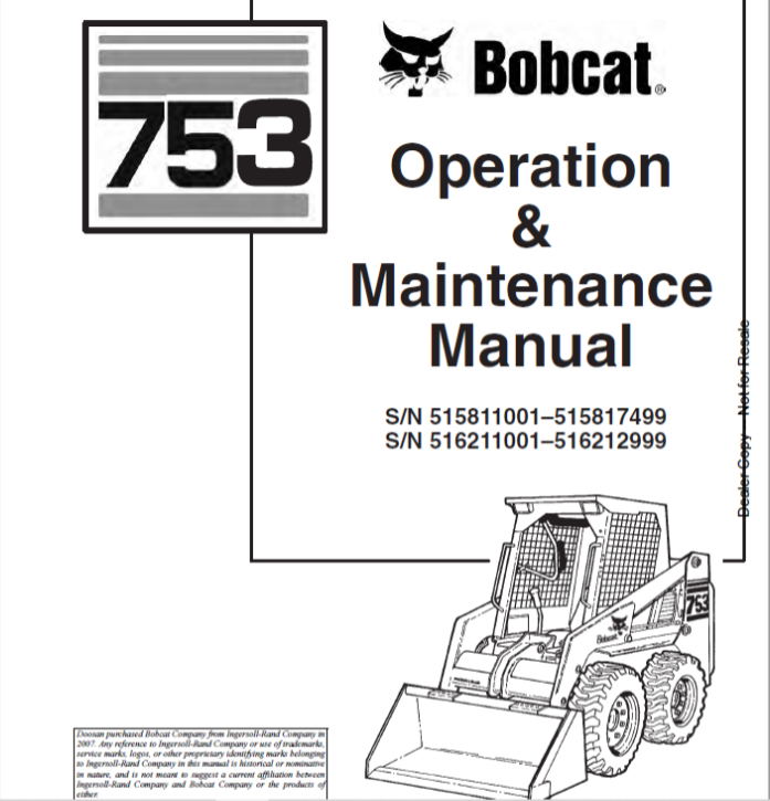 BOBCAT 753 LOADER OPERATION & MAINTENANCE MANUAL 6900438 - PDF FILE