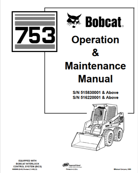 BOBCAT 753 OPERATION & MAINTENANCE MANUAL - PDF FILE