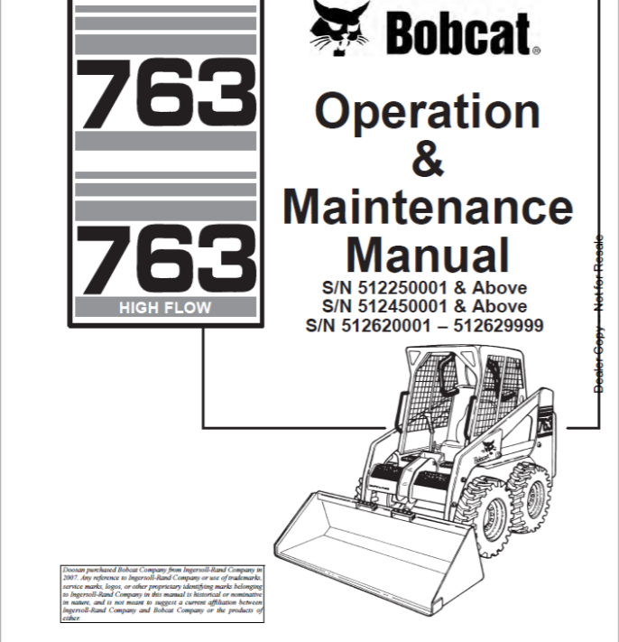 BOBCAT 763 & 763 HIGH FLOW LOADER OPERATION & MAINTENANCE MANUAL 6900971 - PDF FILE
