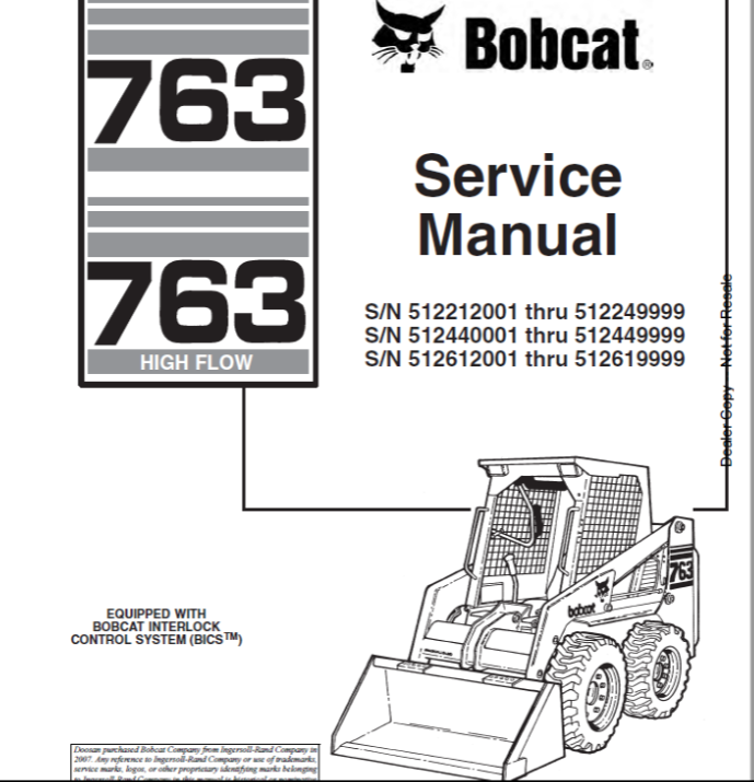 BOBCAT 763 & 763 HIGH FLOW LOADER SERVICE MANUAL 6900091 - PDF FILE