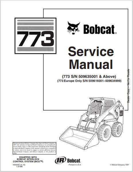 BOBCAT 773 SERVICE MANUAL (6900092) - PDF FILE