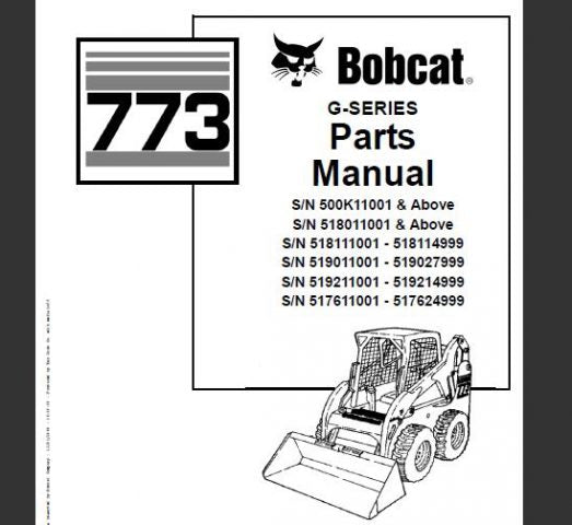 BOBCAT 773 SKID STEER LOADER PARTS CATALOG MANUAL