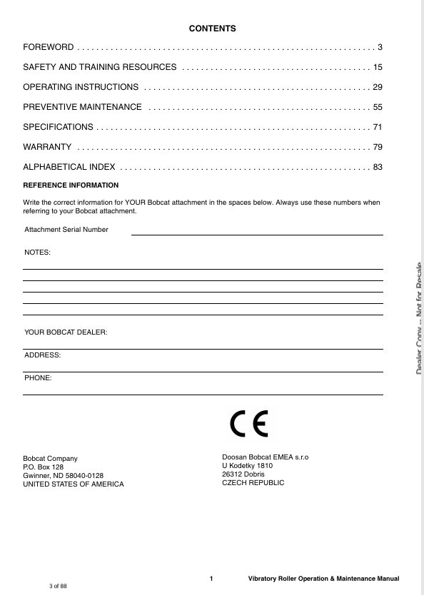 BOBCAT VIBRATORY ROLLER 48, 73, 80 (6987312ENGB) OPERATION AND MAINTENANCE MANUAL PDF FILE