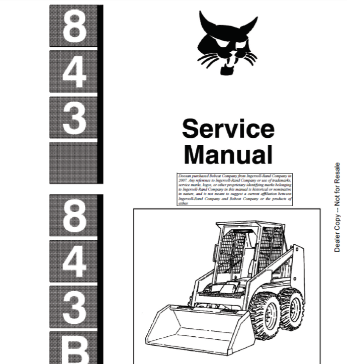 BOBCAT 843 & 843B LOADER SERVICE MANUAL 6566091 - PDF FILE