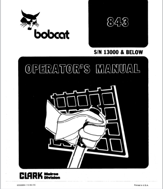 BOBCAT 843 OPERATOR MANUAL - PDF FILE