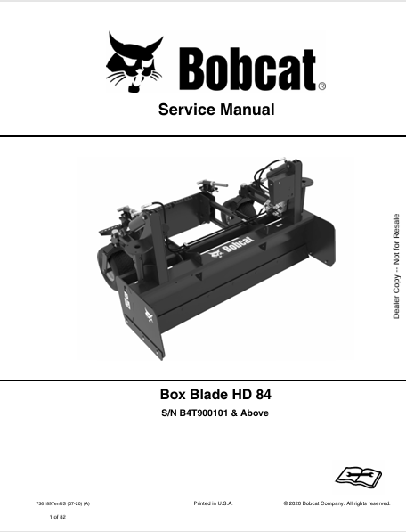 BOBCAT 84 HD BOX BLABDE SERVICE MANUAL (7361897) - PDF FILE