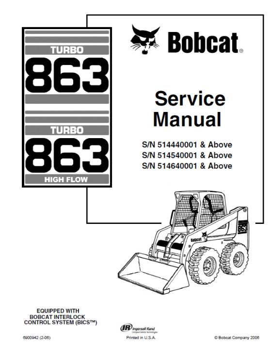 BOBCAT 863, 863 HIGH FLOW SERVICE MANUAL 6900942 - PDF FILE