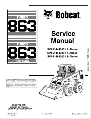 BOBCAT 863 SERVICE MANUAL (6900942) - PDF FILE