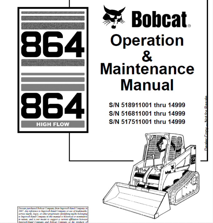 BOBCAT 864 & 864 HIGH FLOW LOADER OPERATION & MAINTENANCE MANUAL 6900953 - PDF FILE