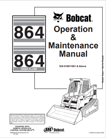 BOBCAT 864 OPERATION & MAINTENANCE MANUAL (6900626) - PDF FILE