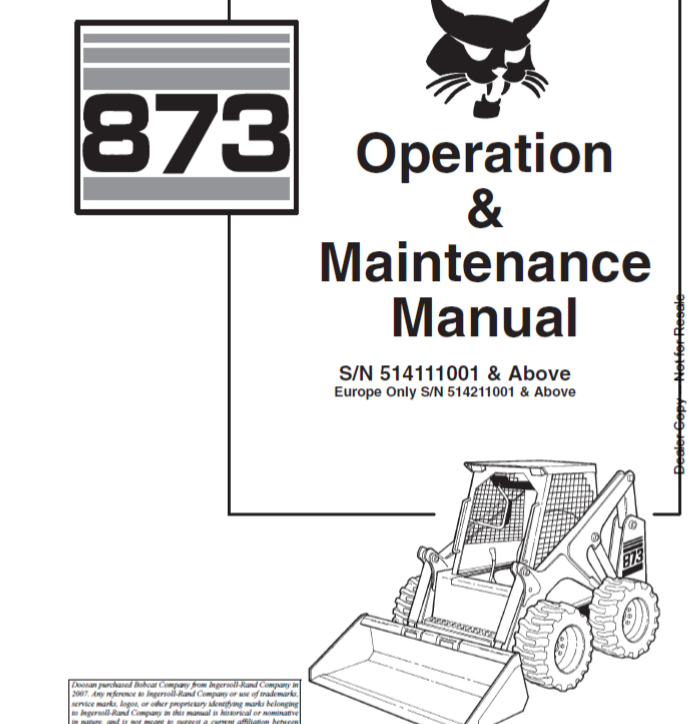 BOBCAT 873 LOADER OPERATION & MAINTENANCE MANUAL 6900369 - PDF FILE