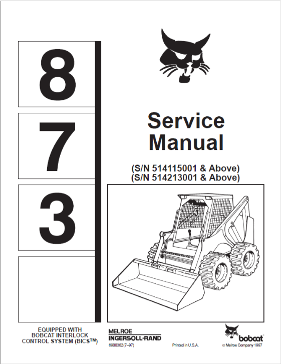 BOBCAT 873 SERVICE MANUAL 6900382 - PDF FILE