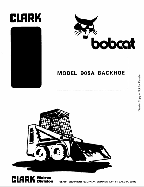 BOBCAT 905A BACKHOE OWNER'S MANUAL (6556212) - PDF FILE